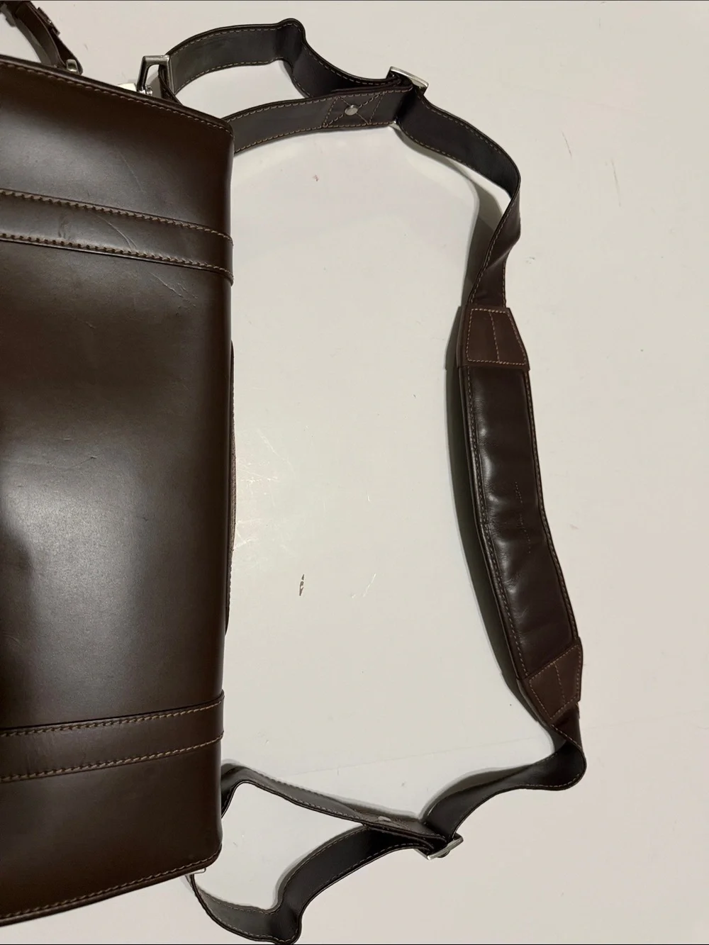 Johnston & Murphy Dark Brown Leather Messenger Bag